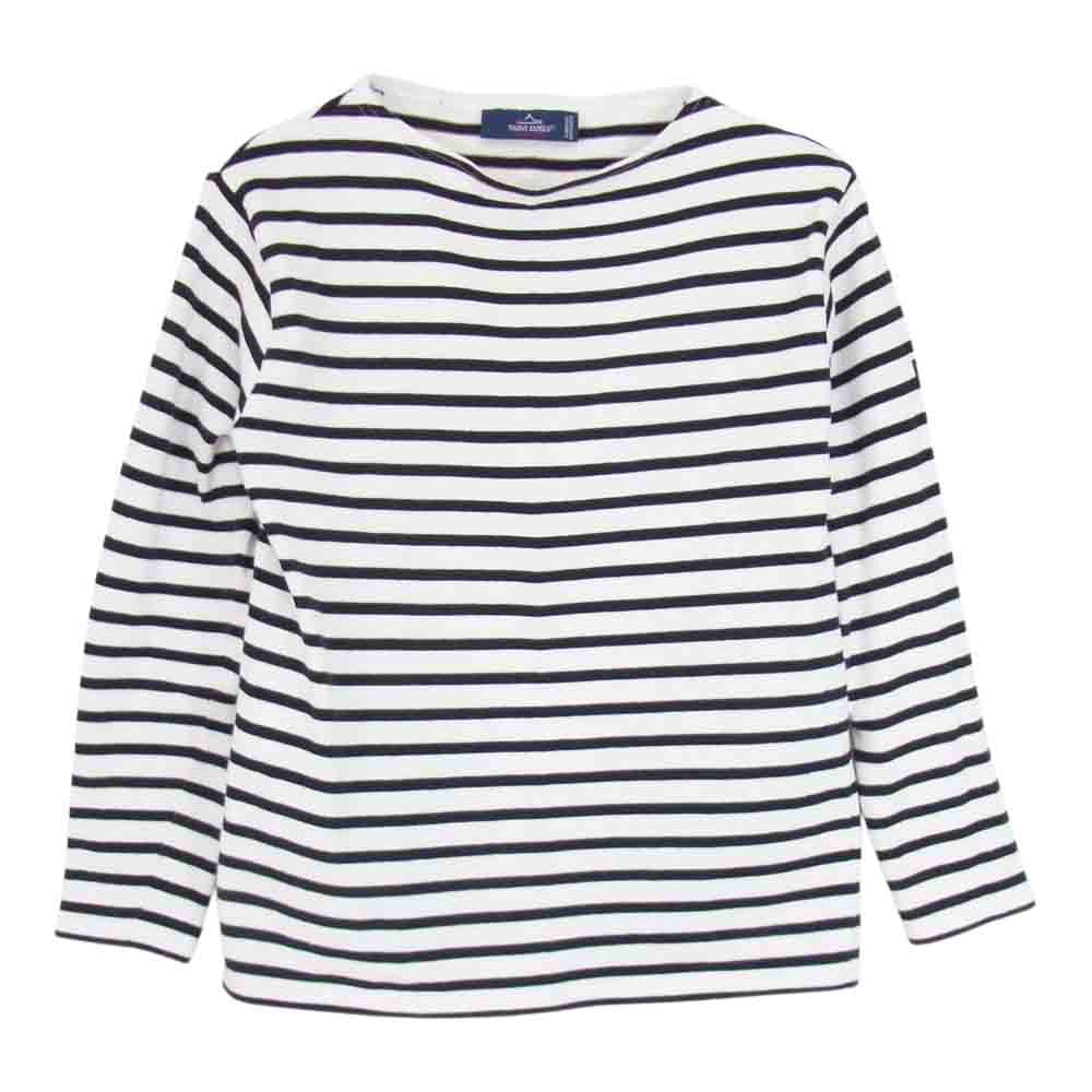 SAINT JAMES セントジェームス OUESSANT ウエッソン バスクシャツ ボーダー 白×黒 カットソー ブラック系 XS【中古】