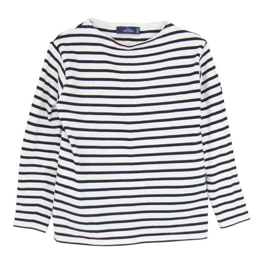 SAINT JAMES セントジェームス OUESSANT ウエッソン バスクシャツ ボーダー 白×黒 カットソー ブラック系 XS【中古】