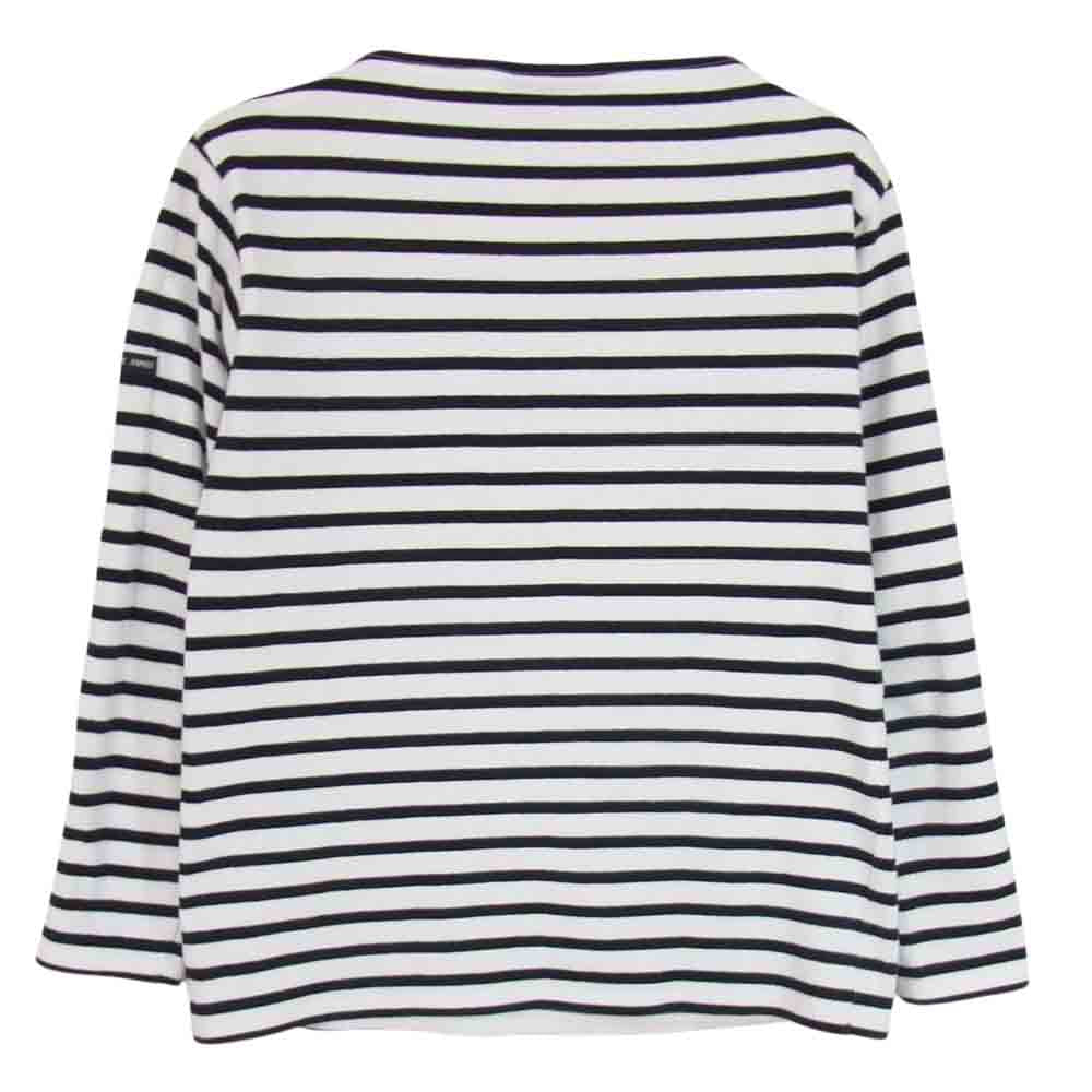 SAINT JAMES セントジェームス OUESSANT ウエッソン バスクシャツ ボーダー 白×黒 カットソー ブラック系 XS【中古】