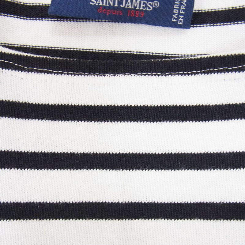 SAINT JAMES セントジェームス OUESSANT ウエッソン バスクシャツ ボーダー 白×黒 カットソー ブラック系 XS【中古】