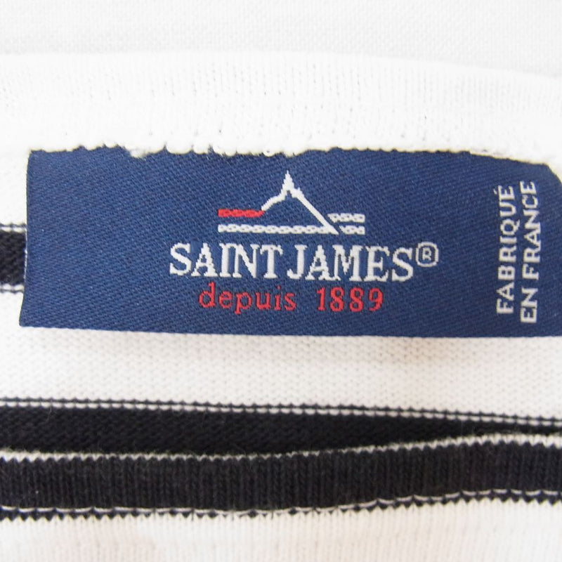 SAINT JAMES セントジェームス OUESSANT ウエッソン バスクシャツ ボーダー 白×黒 カットソー ブラック系 XS【中古】