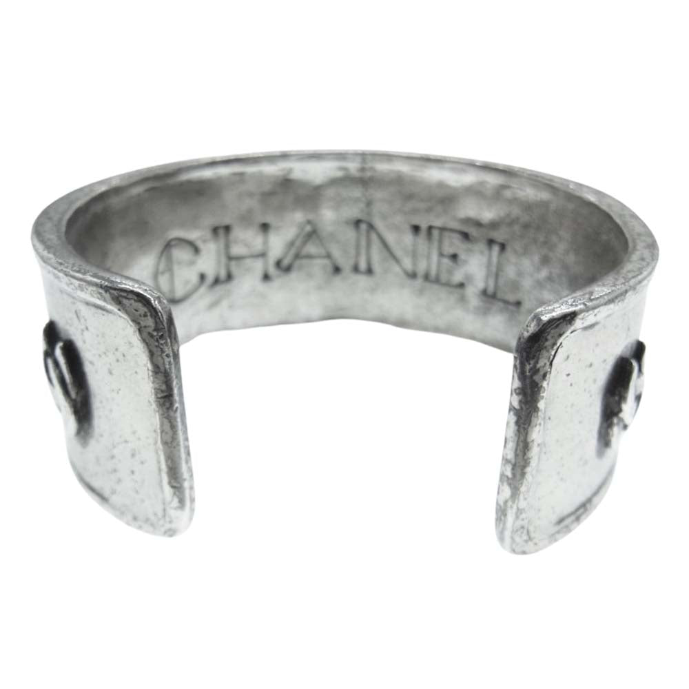 CHANEL シャネル ヴィンテージ ココマーク ロゴ バングル ブレスレット シルバー系【中古】