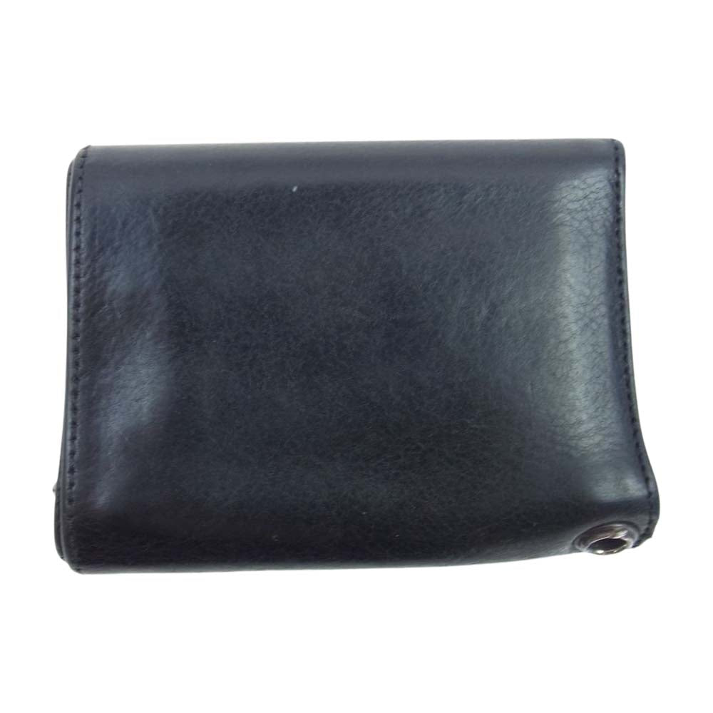 CHROME HEARTS クロムハーツ（原本無） 3FOLD 3フォールド クロスボタン レザーウォレット 3つ折り財布 ブラック系【中古】