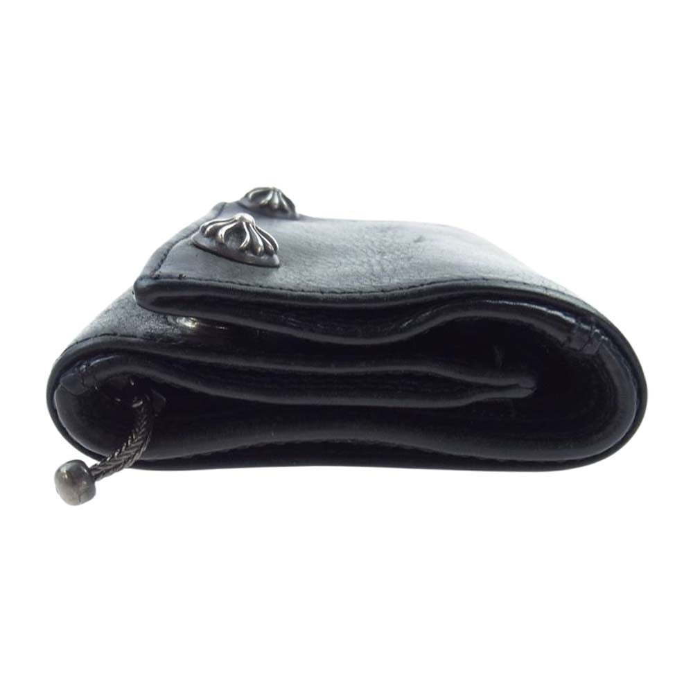 CHROME HEARTS クロムハーツ（原本無） 3FOLD 3フォールド クロスボタン レザーウォレット 3つ折り財布 ブラック系【中古】