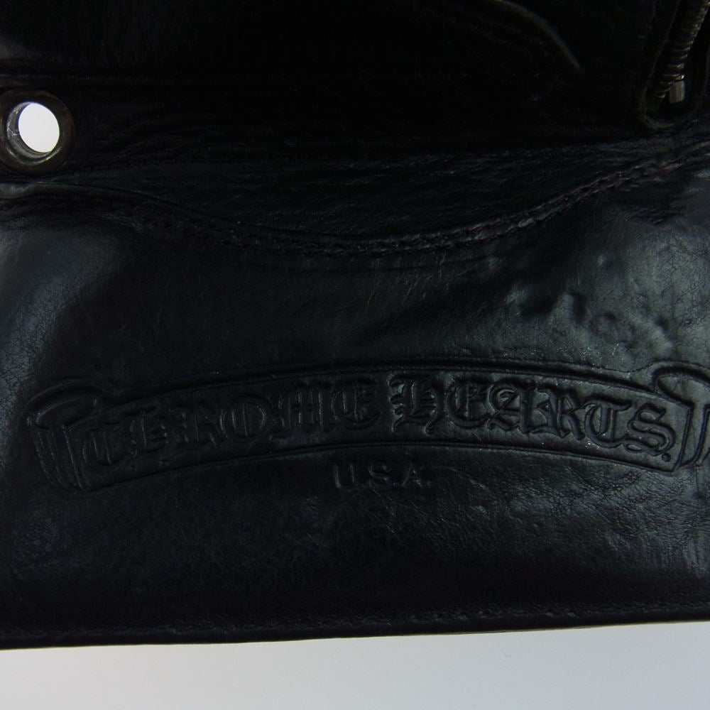 CHROME HEARTS クロムハーツ（原本無） 3FOLD 3フォールド クロスボタン レザーウォレット 3つ折り財布 ブラック系【中古】