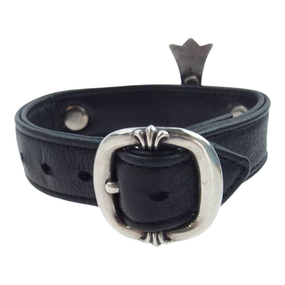 CHROME HEARTS クロムハーツ（原本無） BENT CH CROSS ベント ラージCHクロス ガンスリンガー レザーブレスレット ブラック系【中古】
