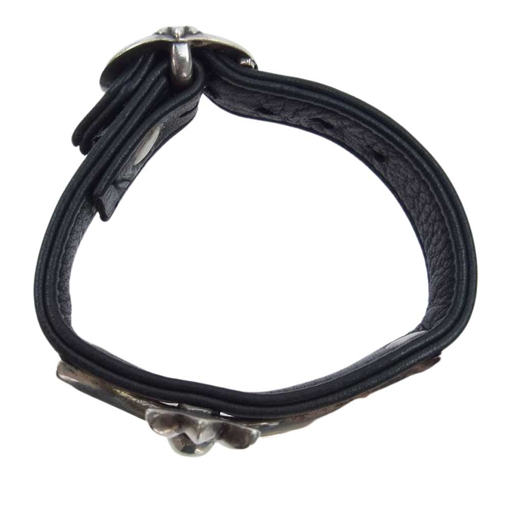 CHROME HEARTS クロムハーツ（原本無） BENT CH CROSS ベント ラージCHクロス ガンスリンガー レザーブレスレット ブラック系【中古】