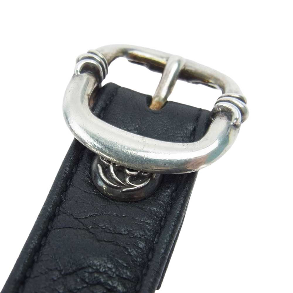 CHROME HEARTS クロムハーツ（原本無） BENT CH CROSS ベント ラージCHクロス ガンスリンガー レザーブレスレット ブラック系【中古】