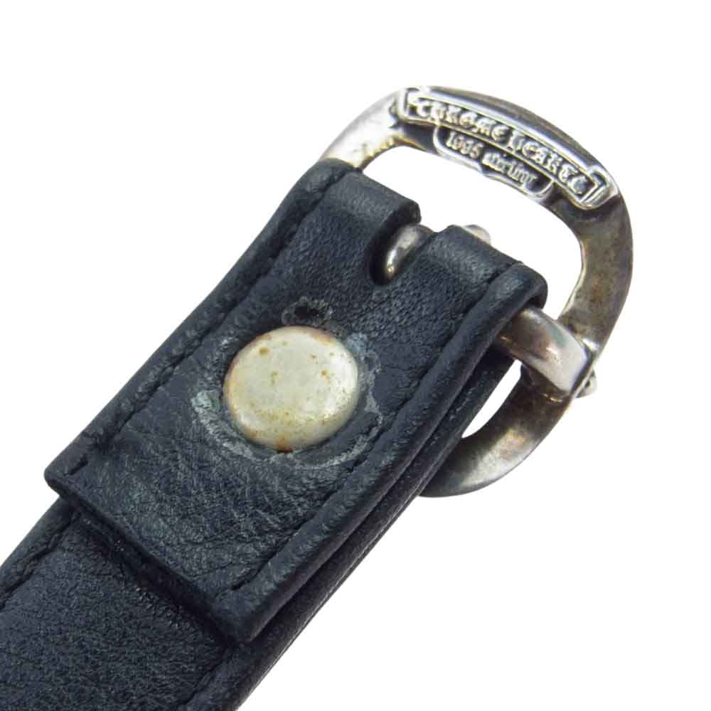 CHROME HEARTS クロムハーツ（原本無） BENT CH CROSS ベント ラージCHクロス ガンスリンガー レザーブレスレット ブラック系【中古】