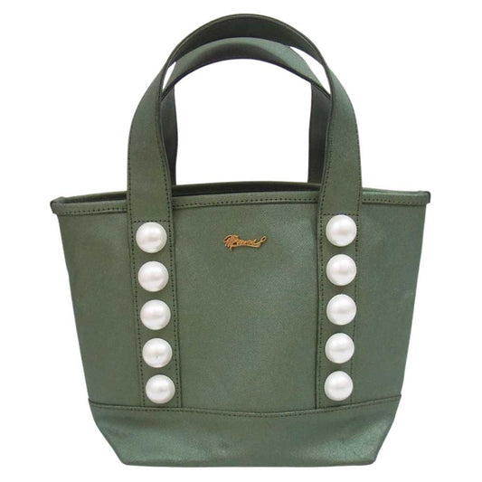 MUVEIL ミュベール トートバッグ フェイクパール Muguet Fifth Avenue  カーキ系【中古】