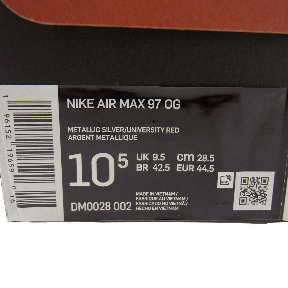 NIKE ナイキ DM0028-002 Air Max 97 OG Silver Bullet エアマックス97 OG シルバー バレット 2022 スニーカー シルバー系 ホワイト系 28.5cm【新古品】【未使用】【中古】