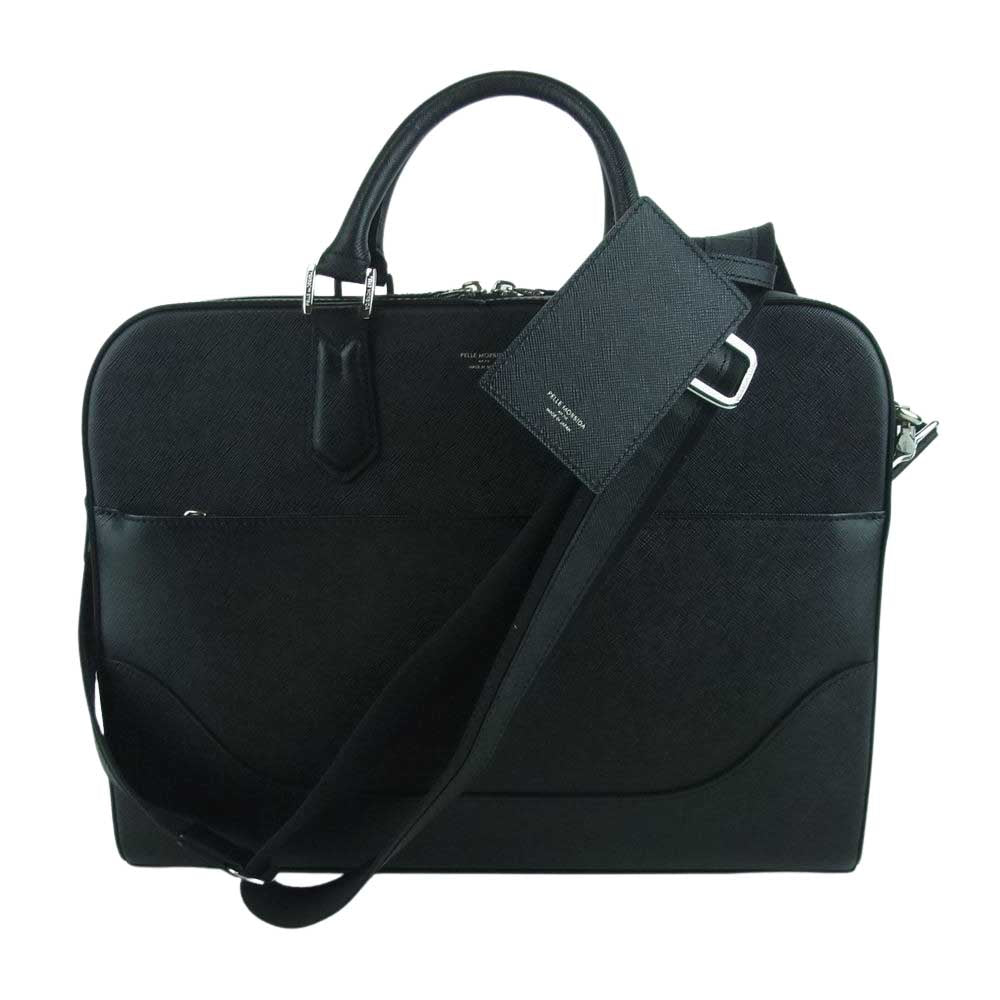 PELLE MORBIDA ペッレモルビダ pmo-ca015 Capitano キャピターノ CA015-ブリーフケース ビジネスバッグ 1室タイプ ブラック系【極上美品】【中古】