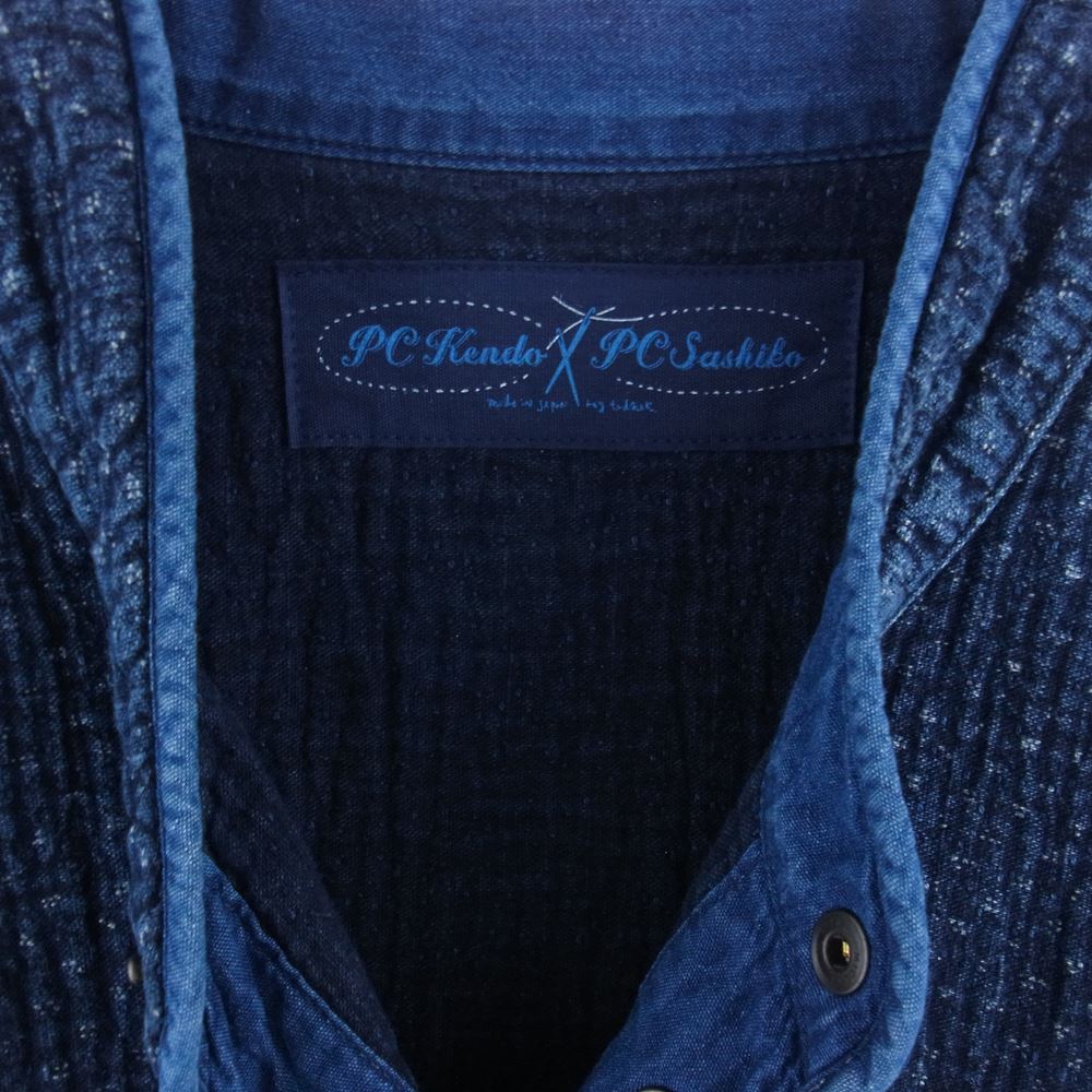 PORTER CLASSIC ポータークラシック 23SS PC-059-2102 NEW SASHIKO SHORT JACKET ニュー サシコ ショート ジャケット 刺子 ネイビー系 4【美品】【中古】