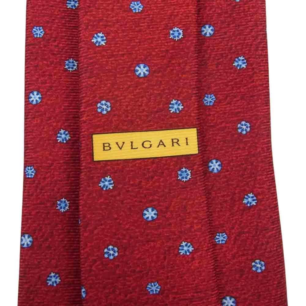 BVLGARI ブルガリ 総柄 シルク100％ ネクタイ レッド レッド系【中古】