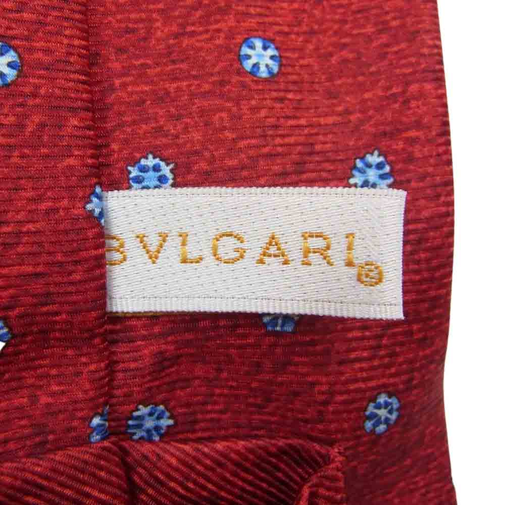 BVLGARI ブルガリ 総柄 シルク100％ ネクタイ レッド レッド系【中古】