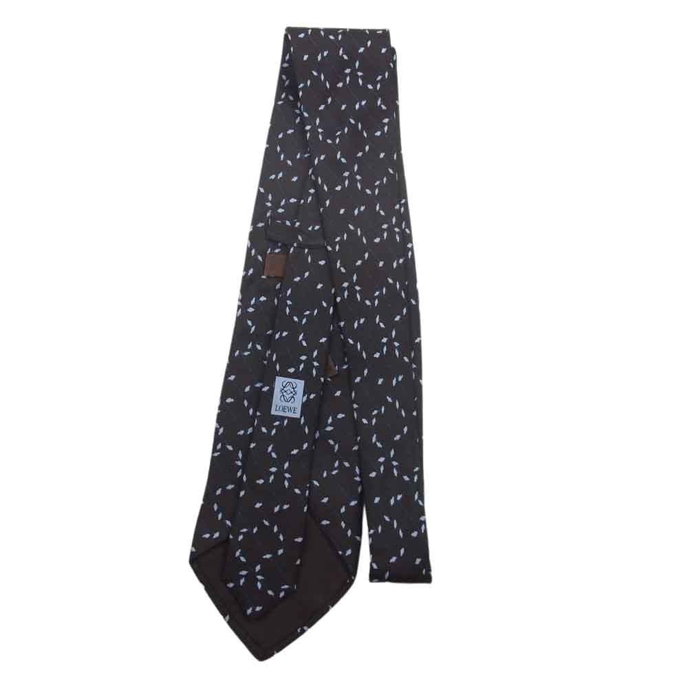 LOEWE ロエベ 総柄 シルク100％ ネクタイ ブラウン ブラウン系【中古