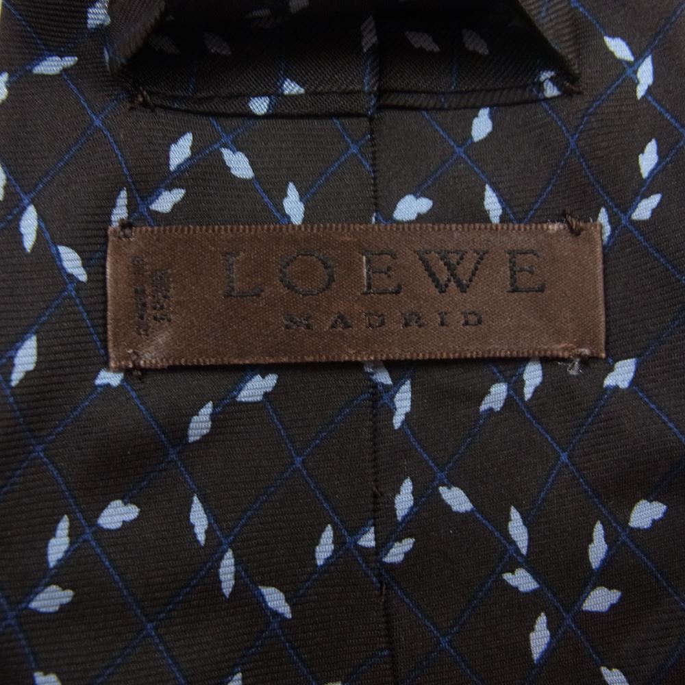 LOEWE ロエベ 総柄 シルク100％ ネクタイ ブラウン ブラウン系【中古】