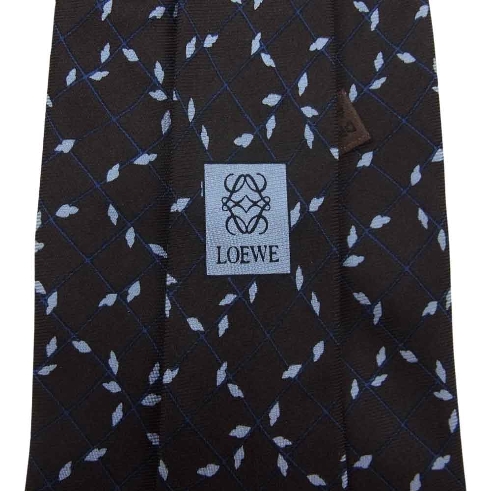 LOEWE ロエベ 総柄 シルク100％ ネクタイ ブラウン ブラウン系【中古】