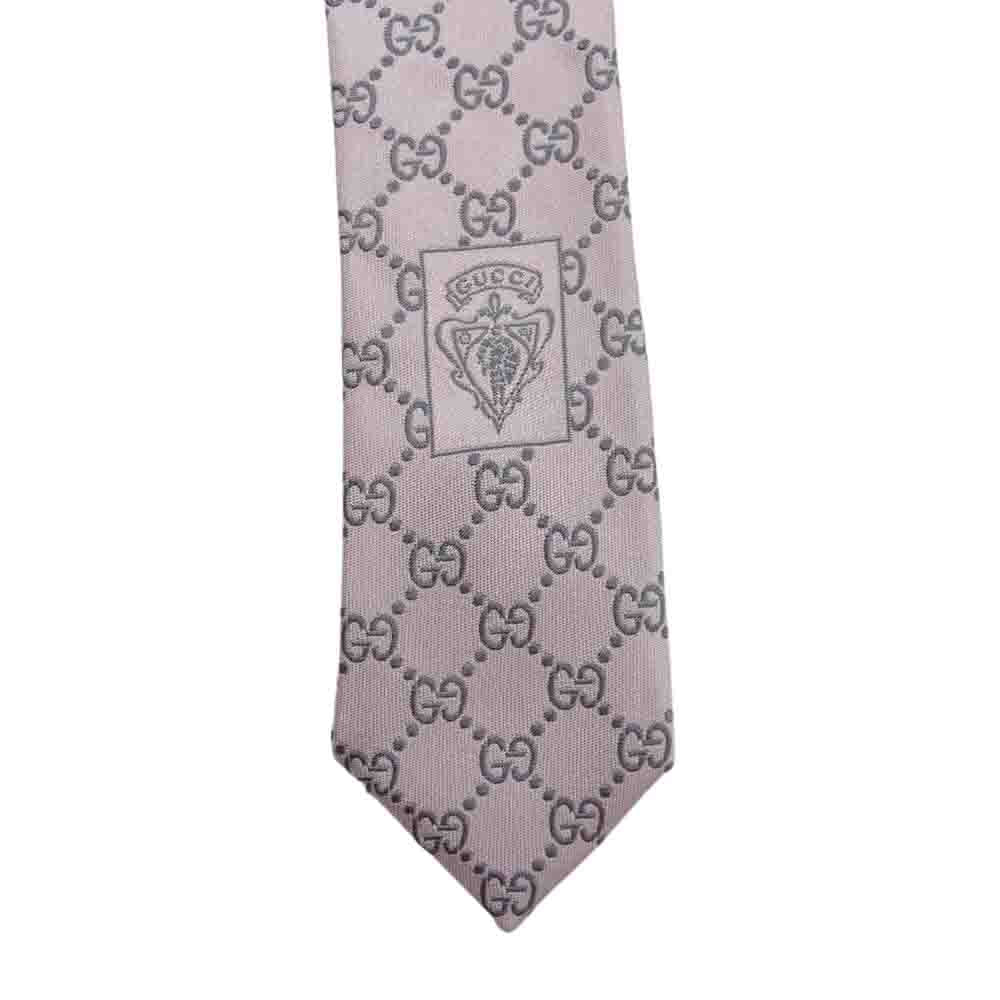 GUCCI グッチ GG柄 総柄 シルク100％ ネクタイ ピンク ピンク系【美品】【中古】