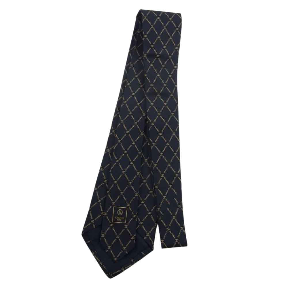 CHANEL シャネル ココマーク ロゴ シルク100％ ネクタイ ネイビー ネイビー系【中古】