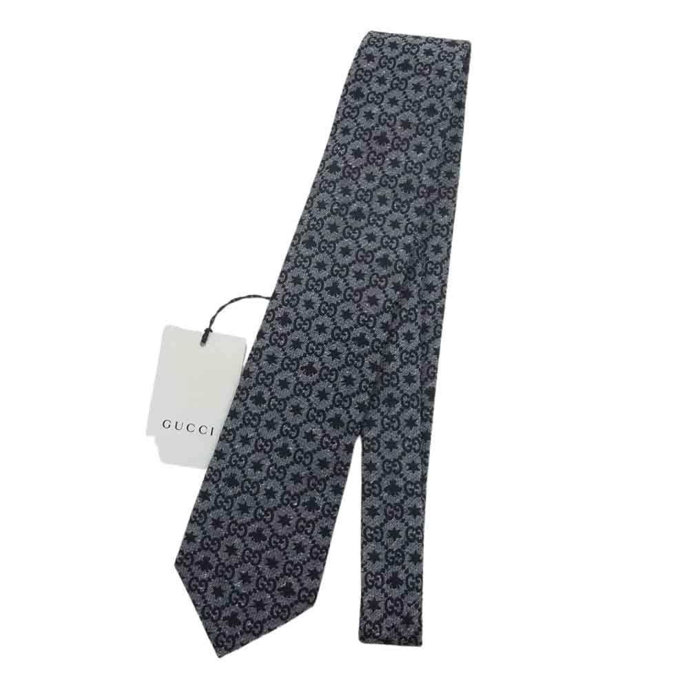 GUCCI グッチ GG柄 総柄 シルク100％ ネクタイ ブラック ブラック系【極上美品】【中古】