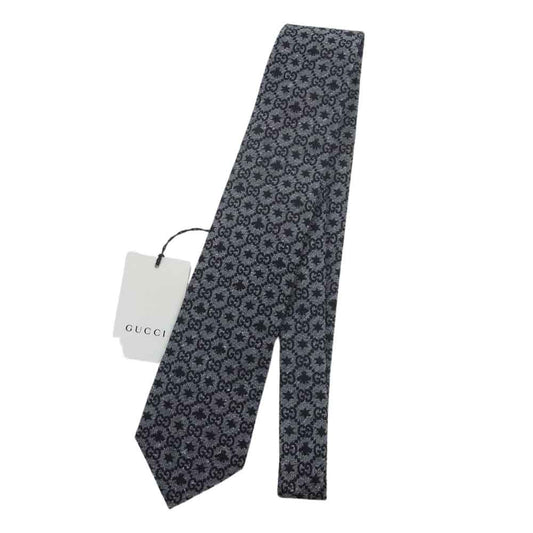 GUCCI グッチ GG柄 総柄 シルク100％ ネクタイ ブラック ブラック系【極上美品】【中古】