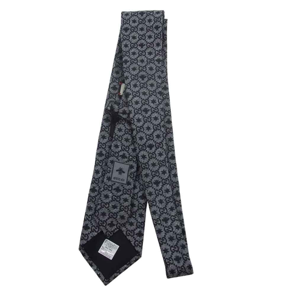 GUCCI グッチ GG柄 総柄 シルク100％ ネクタイ ブラック ブラック系【極上美品】【中古】