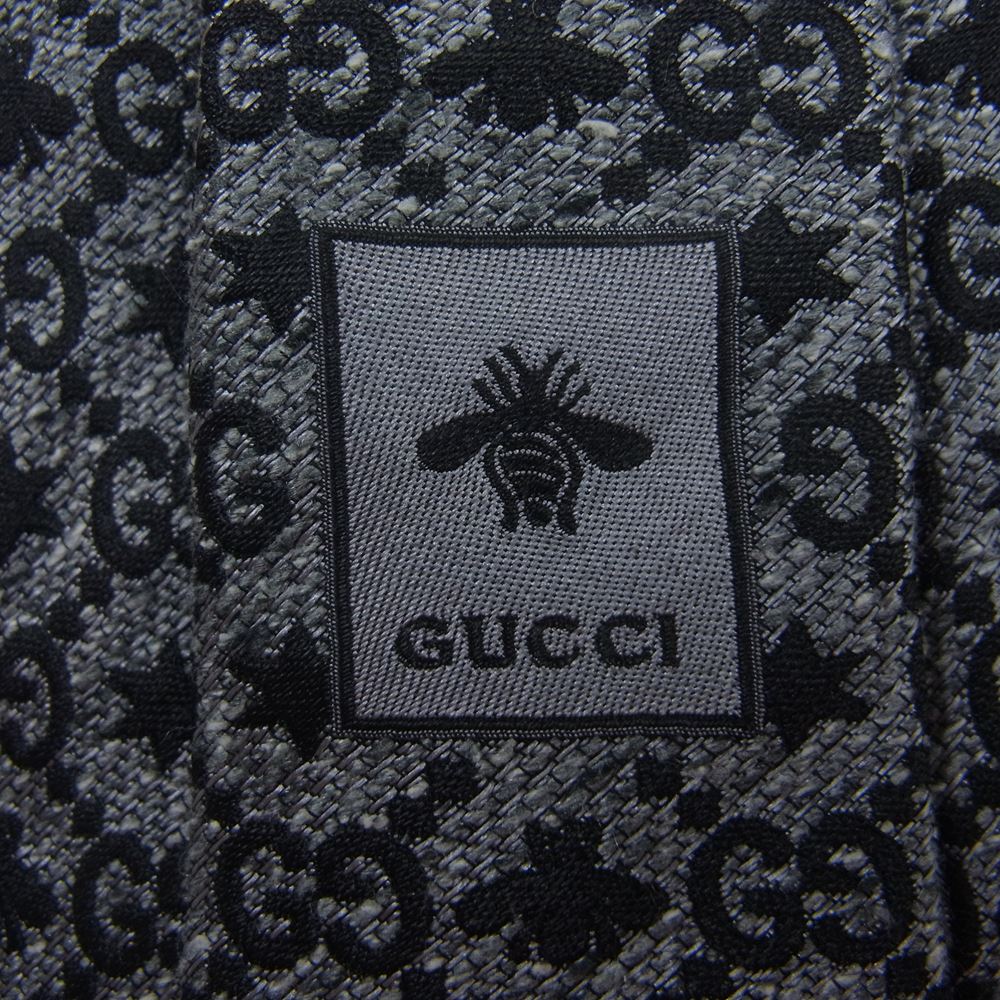GUCCI グッチ GG柄 総柄 シルク100％ ネクタイ ブラック ブラック系【極上美品】【中古】