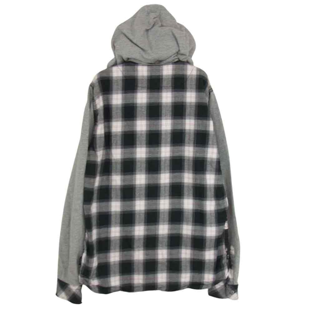 HYSTERIC GLAMOUR ヒステリックグラマー 4AH-1443 切替 プリント ネル チェック シャツ 長袖 パーカー グレー系 L【中古】