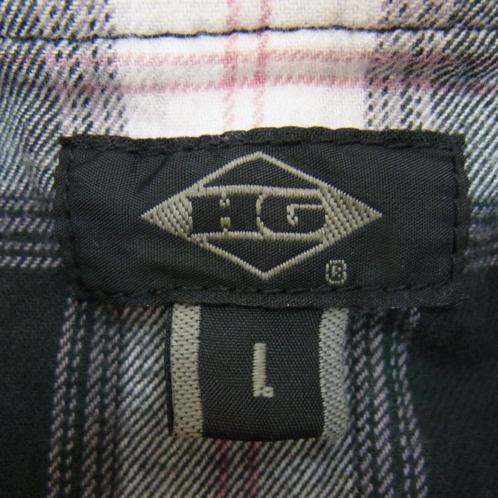 HYSTERIC GLAMOUR ヒステリックグラマー 4AH-1443 切替 プリント ネル チェック シャツ 長袖 パーカー グレー系 L【中古】