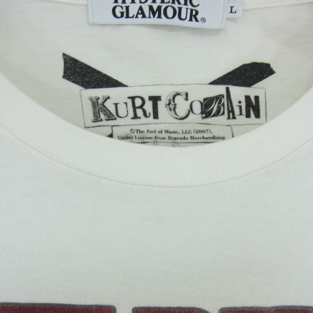 HYSTERIC GLAMOUR ヒステリックグラマー 4CT-5201 カートコバーン 半袖 Tシャツ  ホワイト系 L【中古】