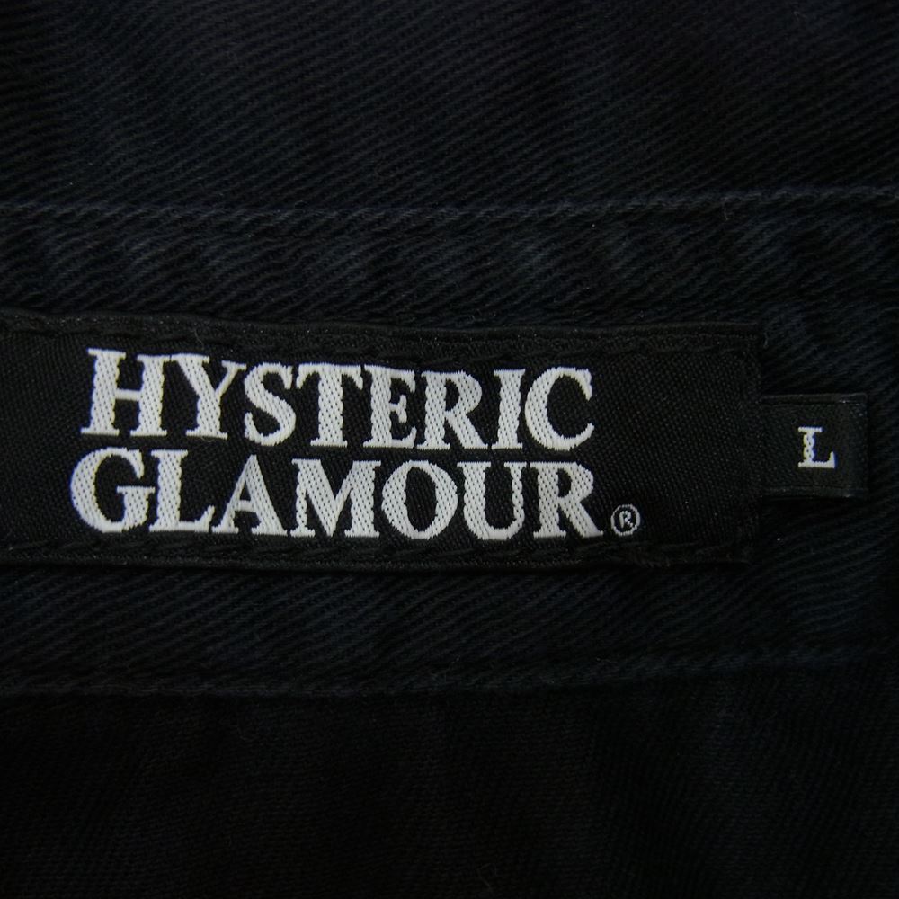 HYSTERIC GLAMOUR ヒステリックグラマー 4AH-1873 KICK OUT THE JAMS ワッペン付き バック 刺繍 ミリタリーシャツ ブラック系 L【中古】