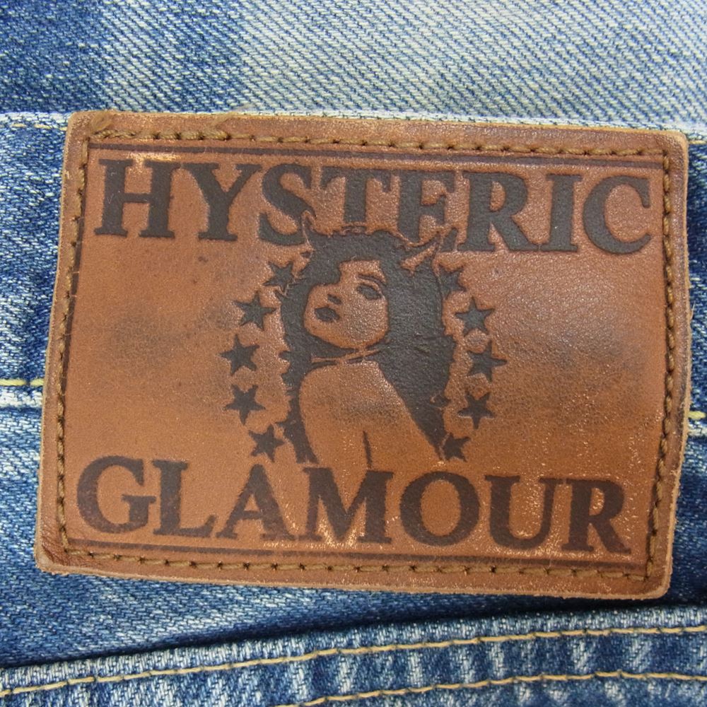 HYSTERIC GLAMOUR ヒステリックグラマー 0211AP11 CLASH加工 UNITE スタッズ クロップド デニム パンツ インディゴブルー系 34【中古】