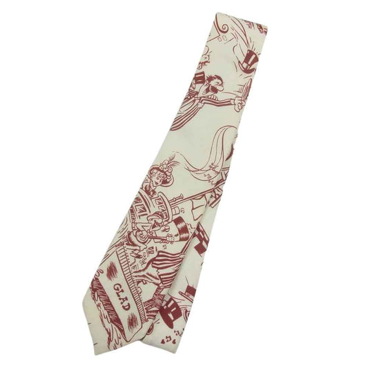 GLADHAND & Co. グラッドハンド GH TIE ネクタイ コミック柄 総柄 レッド オフホワイト系 レッド系【中古】