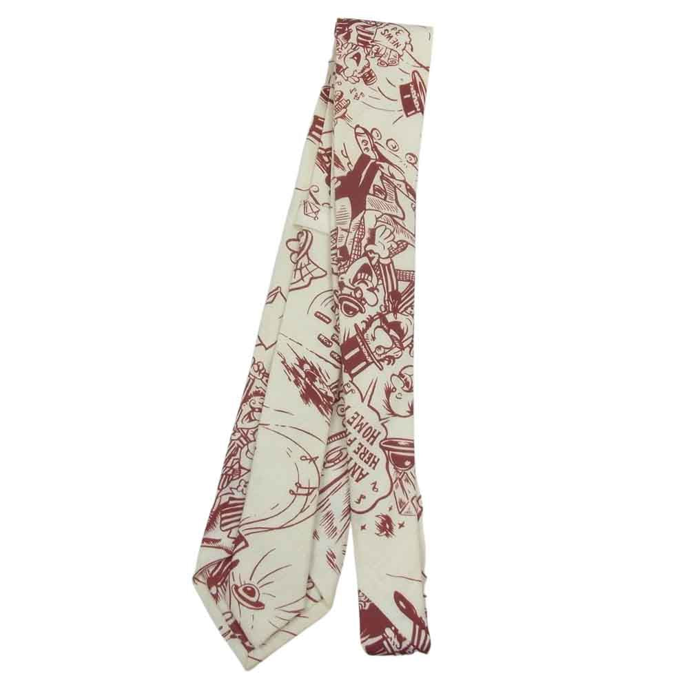 GLADHAND & Co. グラッドハンド GH TIE ネクタイ コミック柄 総柄 レッド オフホワイト系 レッド系【中古】