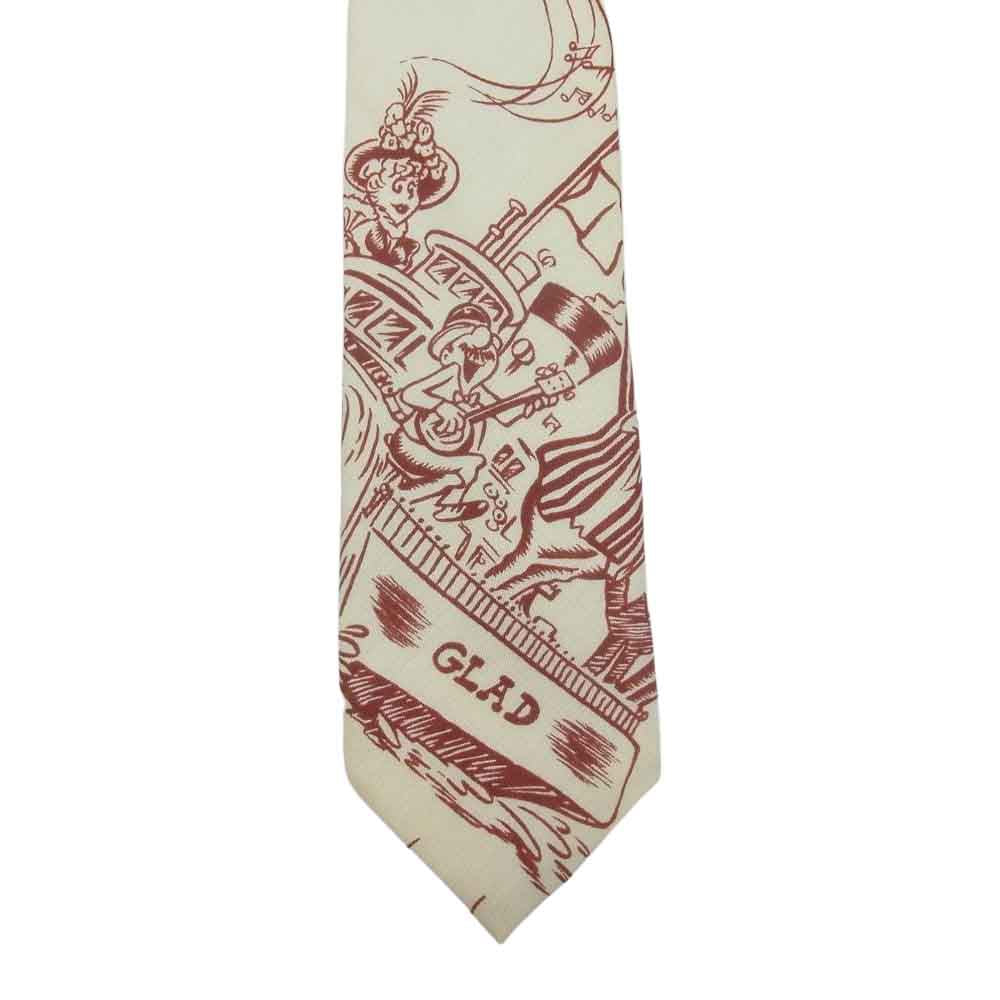 GLADHAND & Co. グラッドハンド GH TIE ネクタイ コミック柄 総柄 レッド オフホワイト系 レッド系【中古】