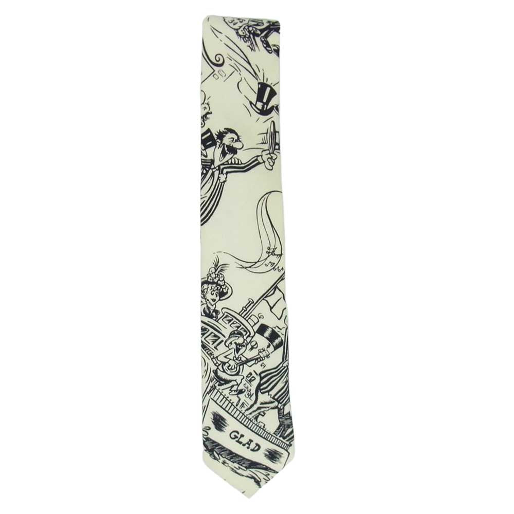 GLADHAND & Co. グラッドハンド GH TIE ネクタイ コミック柄 総柄 ブラック オフホワイト系【中古】