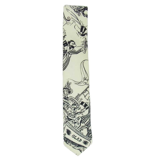 GLADHAND & Co. グラッドハンド GH TIE ネクタイ コミック柄 総柄 ブラック オフホワイト系【中古】