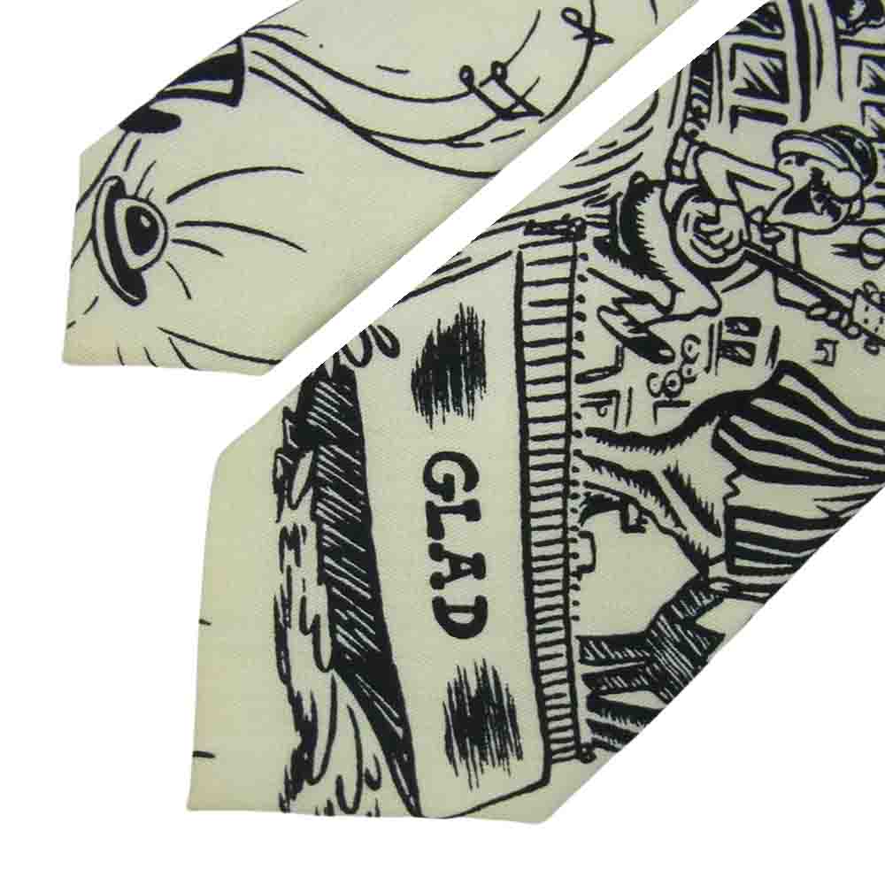 GLADHAND & Co. グラッドハンド GH TIE ネクタイ コミック柄 総柄 ブラック オフホワイト系【中古】