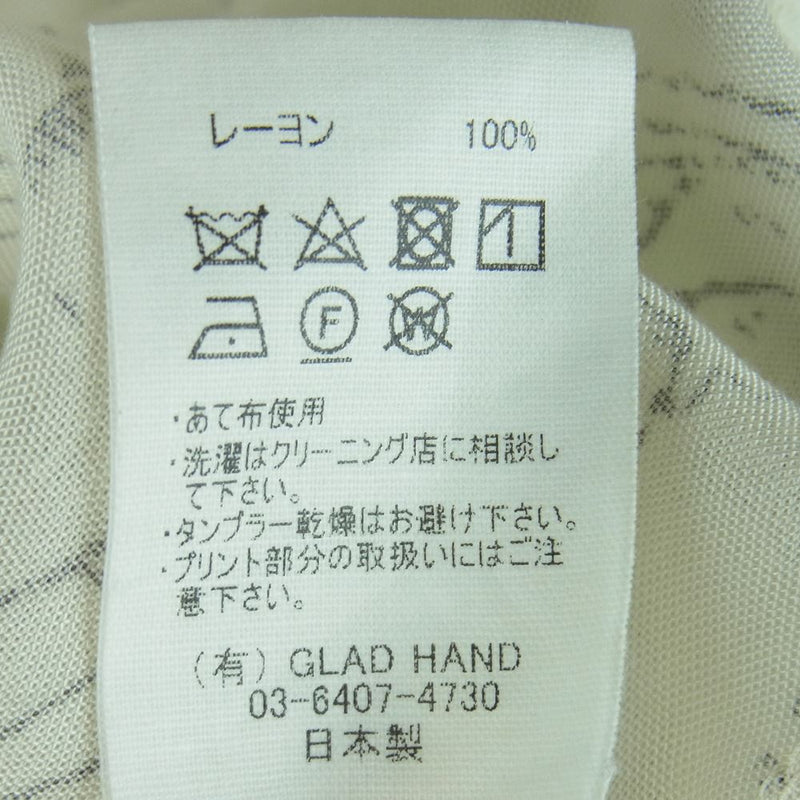 GLADHAND & Co. グラッドハンド GLAD POSTALS HAWAIIAN L/S SHIRTS 総柄 長袖 ハワイアン レーヨン シャツ オフホワイト系 クリーム系 2XL【中古】