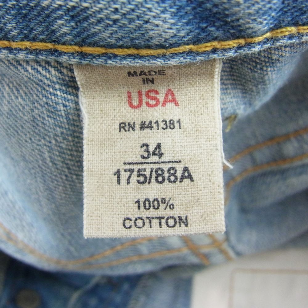 RRL ダブルアールエル RN＃41381 USA製 ストレート デニム パンツ インディゴブルー系 34【中古】