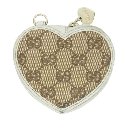 GUCCI グッチ 152615 GG柄 ハート型 ハートチャーム付 コインケース ブラウン系【中古】