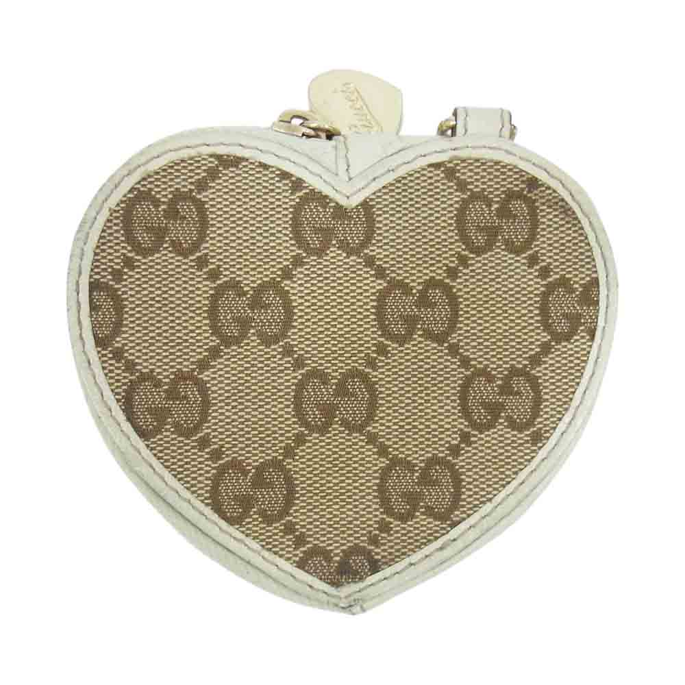 GUCCI グッチ 152615 GG柄 ハート型 ハートチャーム付 コインケース ブラウン系【中古】