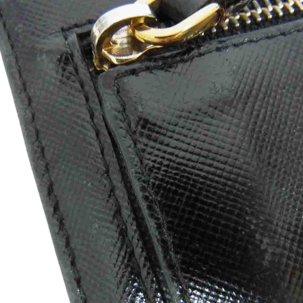 PRADA プラダ サフィアーノ レザー リボン 長財布 ブラック系【中古】