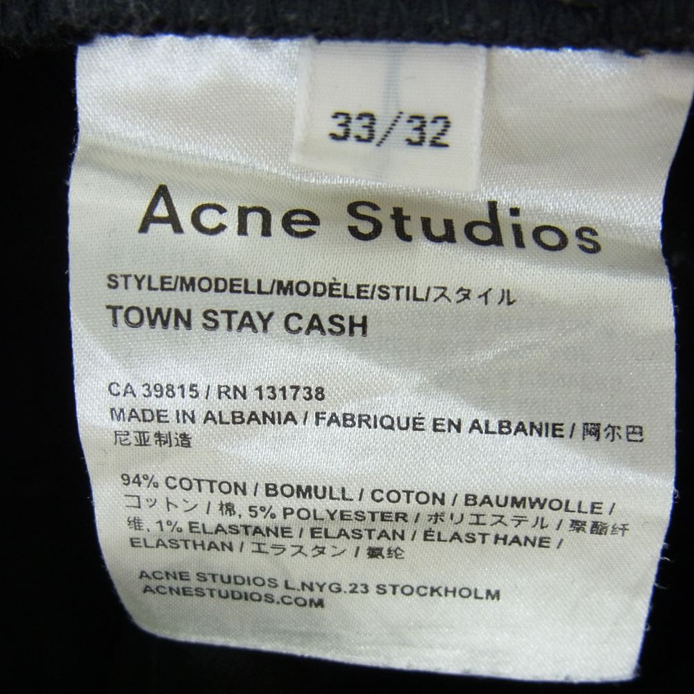 ACNE STUDIOS アクネストゥディオズ TOWN STAY CASH ブラックデニム ストレッチ テーパード パンツ ジーンズ ブラック系 33/32【中古】