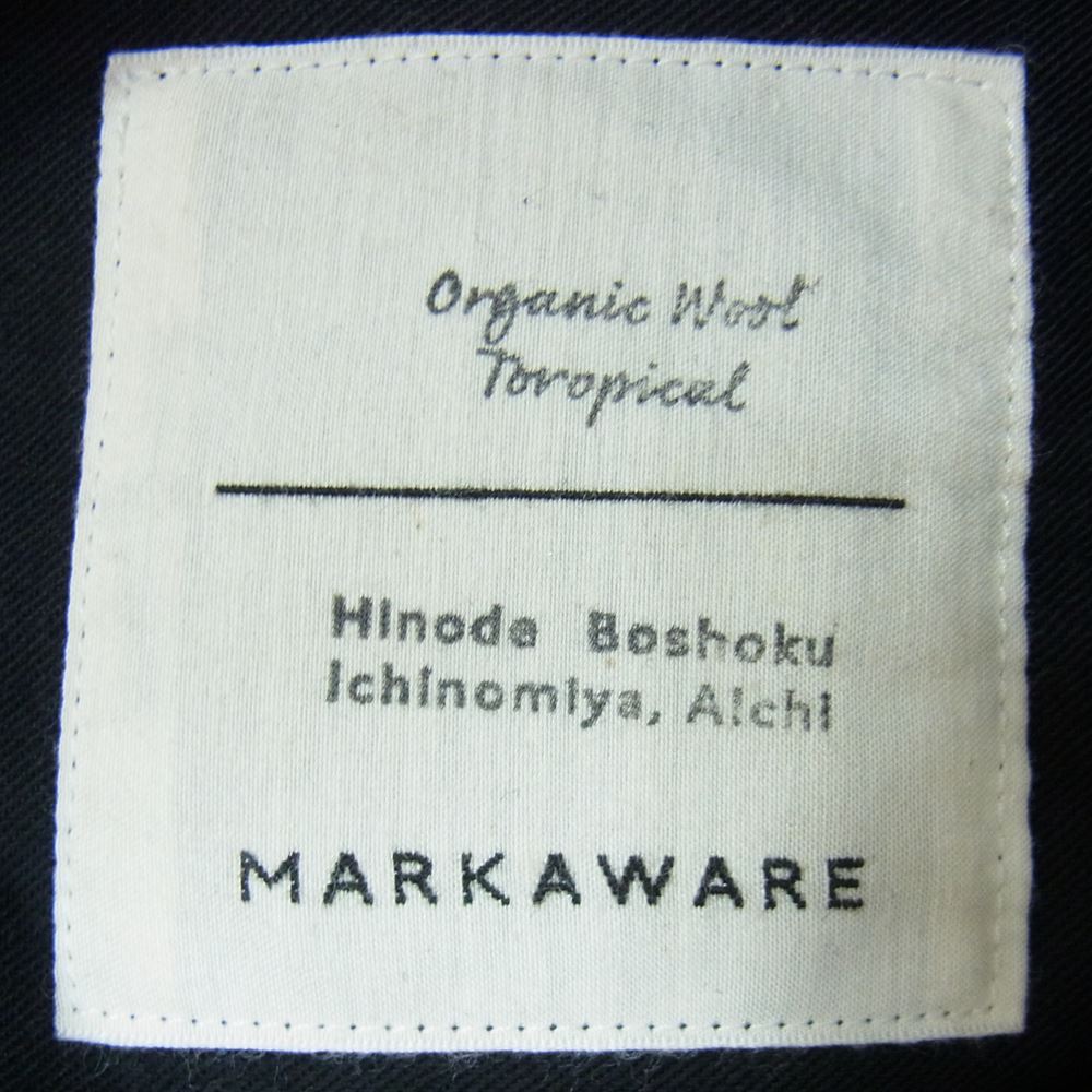 markaware マーカウェア 21AW A21A03PT01C FRONT PLEATS PEGTOP ORGANIC WOOL TROPICAL フロントプリーツ ペグトップ トロピカルウール テーパード スラックス パンツ ブラック系 4【美品】【中古】