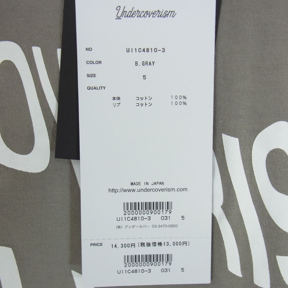 アンダーカバー イズム 23SS UI1C4810-3 Languid TEE UCISM FOR ALL REBELS 半袖 Tシャツ グレー系 5【新古品】【未使用】【中古】