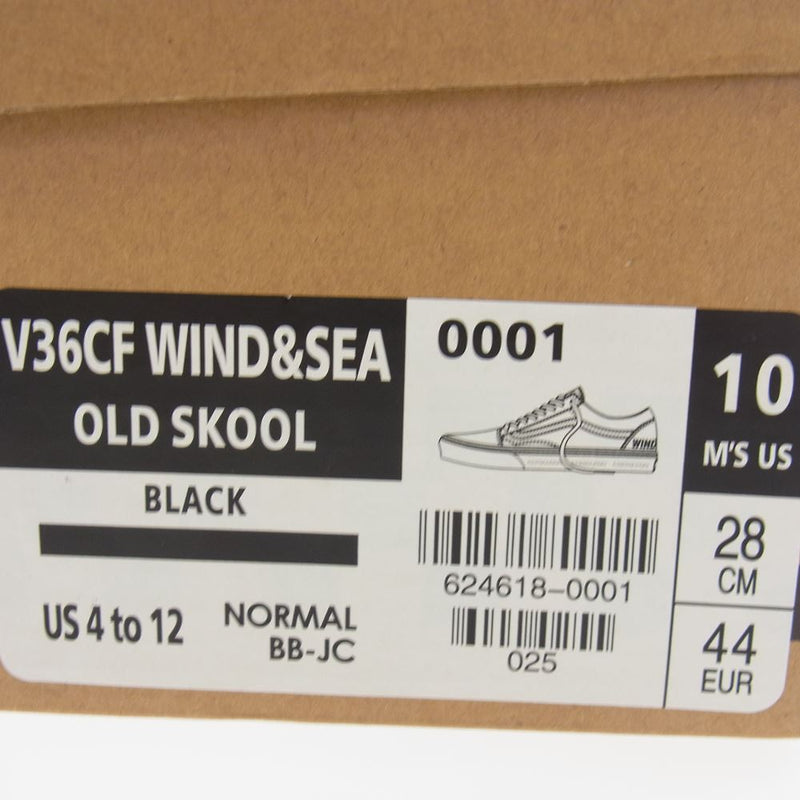 WIND AND SEA ウィンダンシー V36CF × VANS Old Skool ローカット スニーカー ブラック系 ホワイト系 28cm【中古】