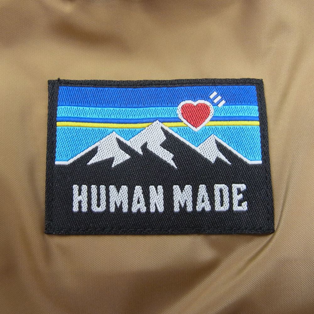 HUMAN MADE ヒューマンメイド HM22JK013-GN6 リバーシブル ダウン ベスト グリーン ハート ワッペン ベージュ系 XL【美品】【中古】