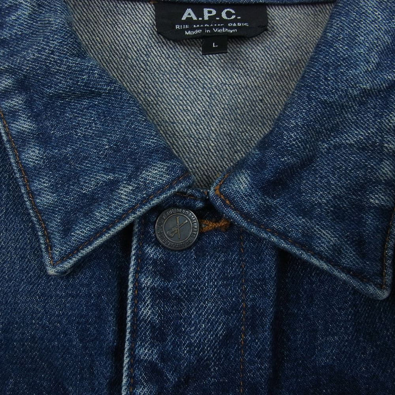 A.P.C. アーペーセー DENIM JACKET デニム ジャケット インディゴブルー系 L【中古】